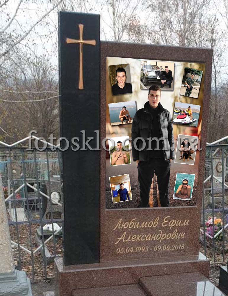 Памятник из красного гранита для сына