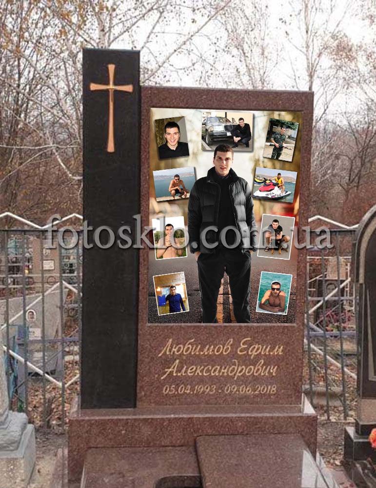 Памятник из красного гранита для сына
