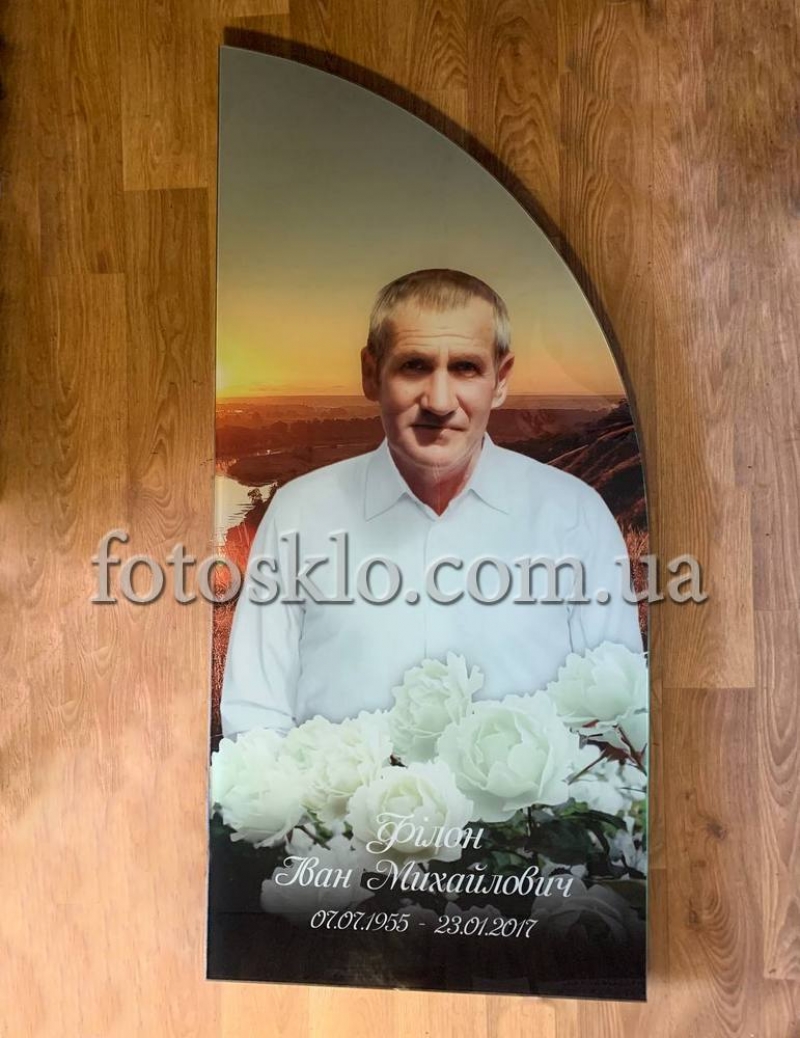 Фото в стекле по лекалу для памятника