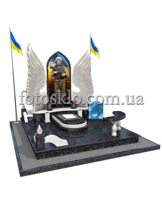 Памятник из белого мрамора Крылья Ангела, военному